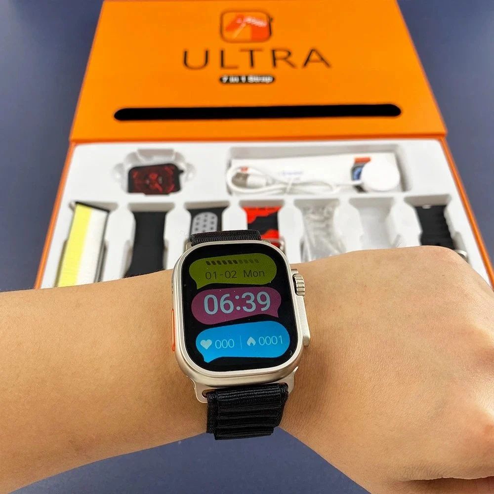 Ultra 7 in 1 Smart Watch Fitness Touch Screen Waterproof Bt Call Sport Ultra 7in1 Strap Smartwatch